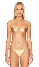 Solid & Striped Pia Bikini Top in Metallic Gold - Haut de bikini Pia uni et rayé en or métallisé - 金属金色纯色和条纹 Pia 比基尼上衣 - Einfarbiges und gestreiftes Pia-Bikinioberteil in Metallic-Gold - 솔리드 & 스트라이프 PIA 비키니 탑 - Top bikini Pia tinta unita e rigato in oro metallizzato
