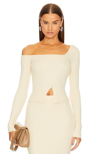 Song of Style Amiel Asymmetrical Cardigan in Ivory - Song of Style Cardigan asymétrique Amiel en ivoire - Song of Style Amiel 象牙色不对称开衫 - Song of Style Asymmetrischer Cardigan „Amiel“ in Elfenbein - Song of Style 아이보리 Amiel 비대칭 가디건 - Cardigan asimmetrico Song of Style Amiel in avorio