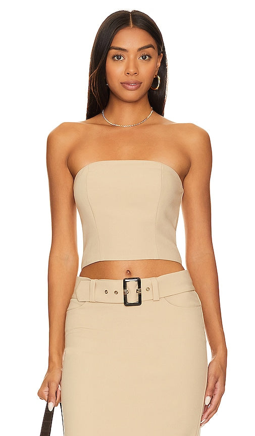 Song of Style Kenly Tube Top in Beige - Song of Style - Haut tube Kenly en beige - Song of Style Kenly 米色抹胸上衣 - Song of Style Kenly Tube Top in Beige - Song of Style 켄리 튜브탑 베이지 색상 - Top a tubo Song of Style Kenly in beige