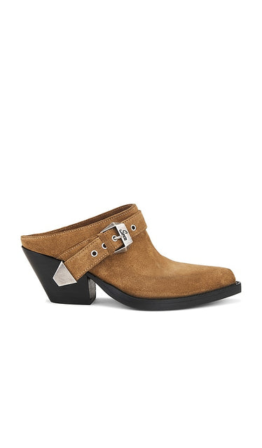Sonora Leon Belt Mule in Brown | Biscuit Closed Toe Mules for Women