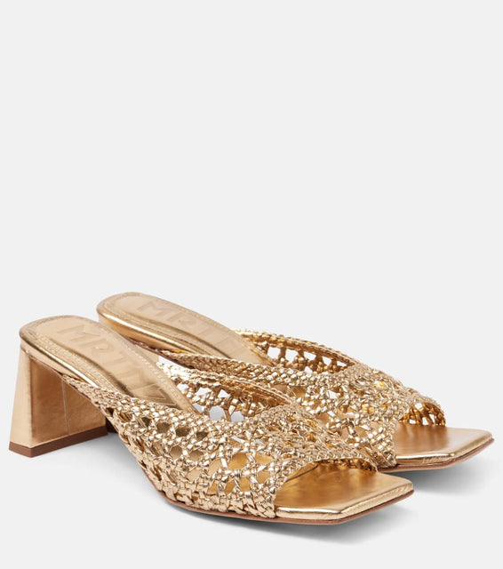 Souliers Martinez Ernestina woven metallic leather mules
