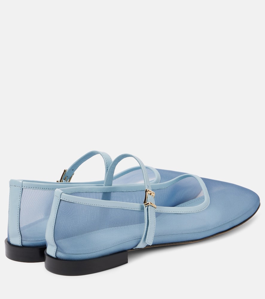 Souliers Martinez Minima leather-trimmed tulle Mary Jane flats