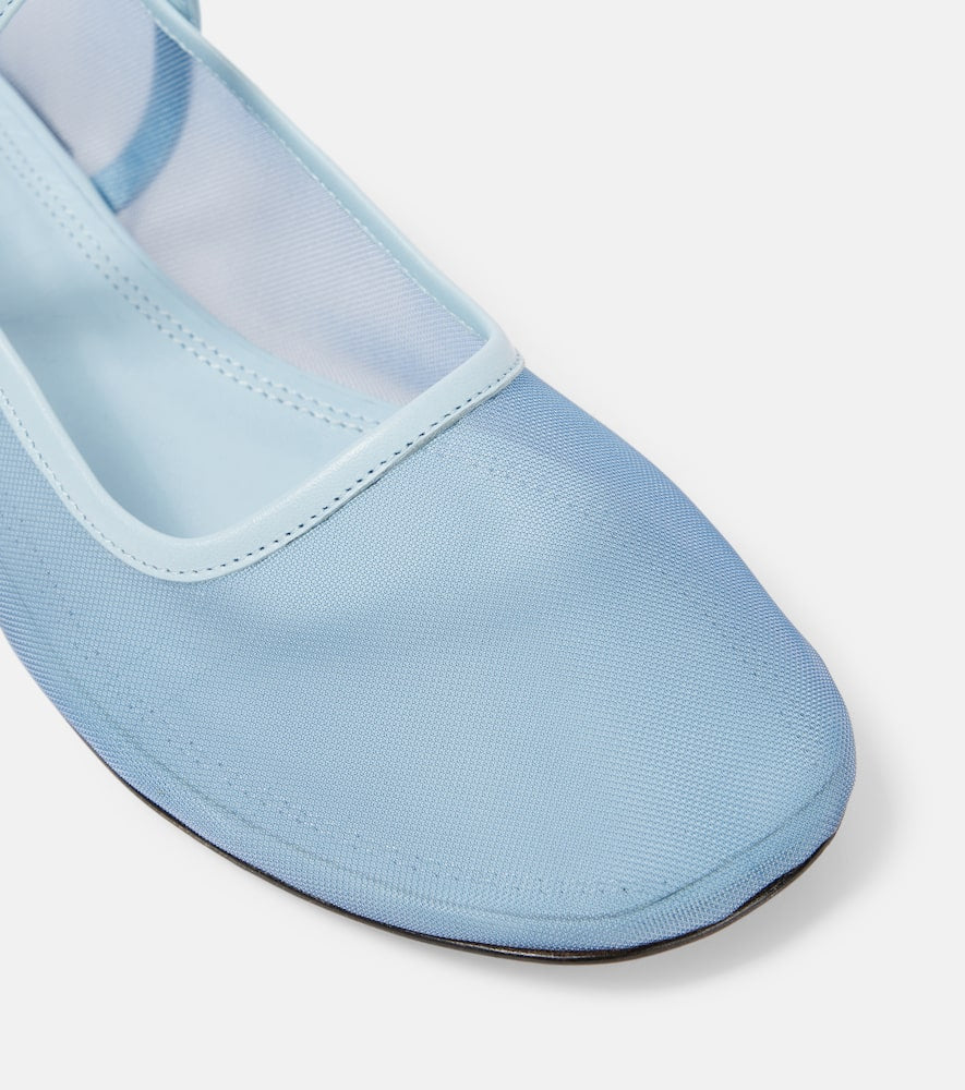 Souliers Martinez Minima leather-trimmed tulle Mary Jane flats