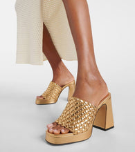 Souliers Martinez Paloma 100 metallic leather mules