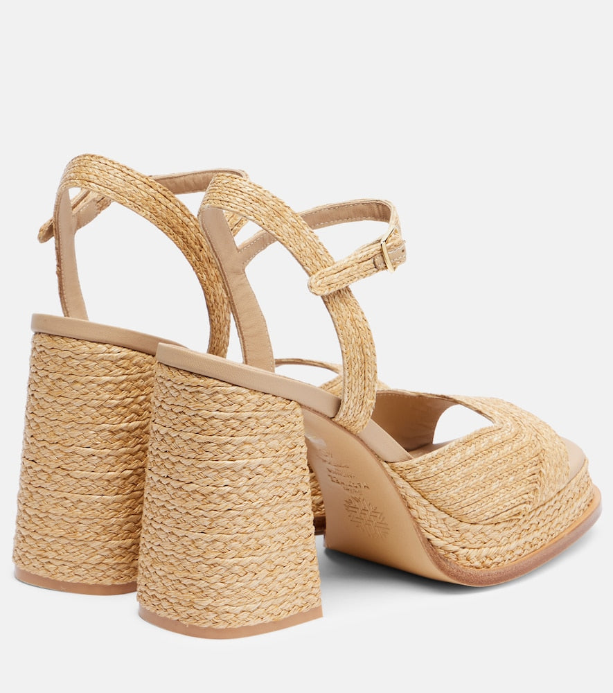 Beige Souliers Martinez Gracia 95 raffia platform sandals - Heeled Sandals