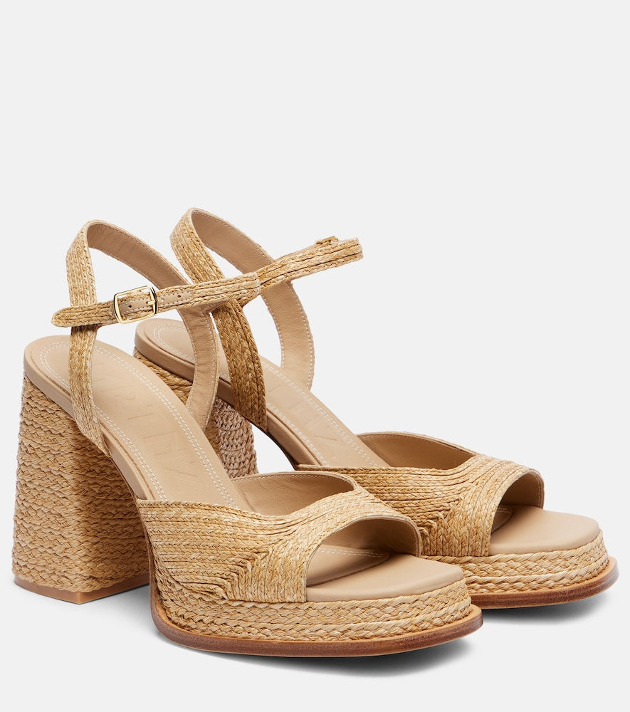 Beige Souliers Martinez Gracia 95 raffia platform sandals - Heeled Sandals