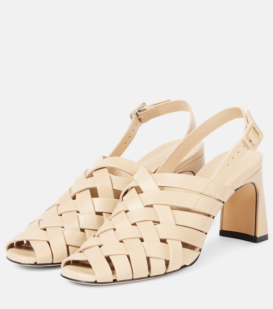 Souliers Martinez Leona 80 leather slingback pumps - Beige Heeled Sandals