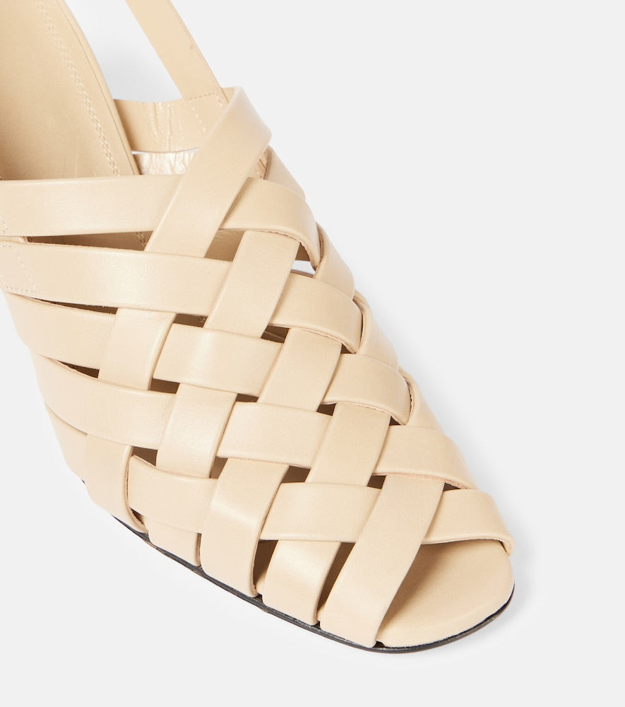 Souliers Martinez Leona 80 leather slingback pumps - Beige Heeled Sandals