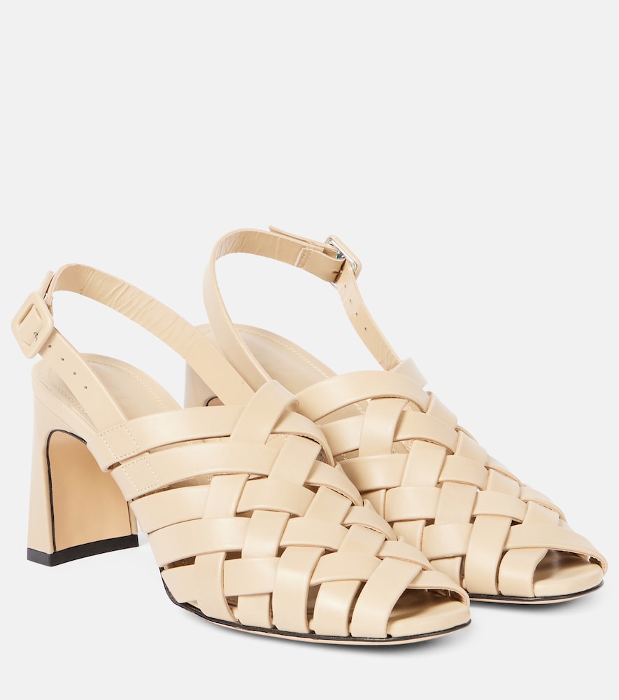 Souliers Martinez Leona 80 leather slingback pumps - Beige Heeled Sandals