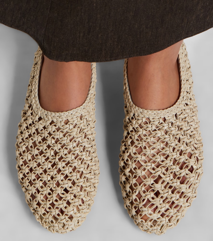 Souliers Martinez Pisa woven leather ballet flats in White - Ballerina Flats