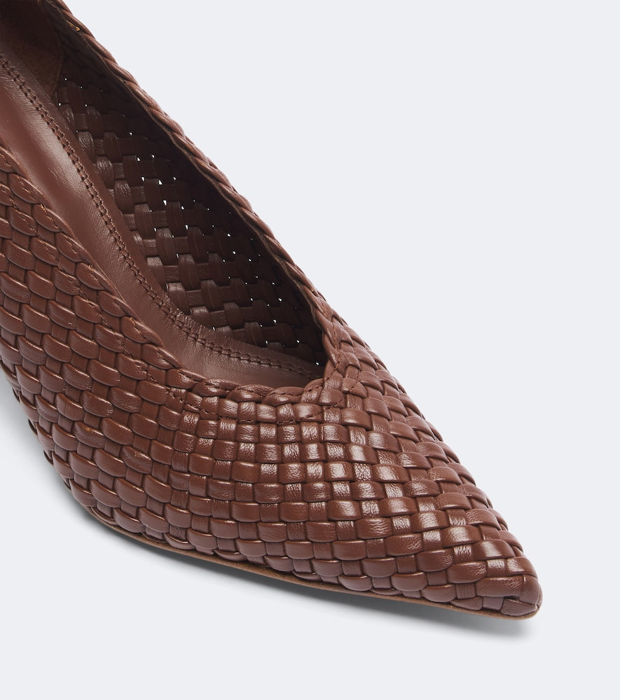 Souliers Martinez Samia woven leather pumps in Brown - Mid Heel Pumps