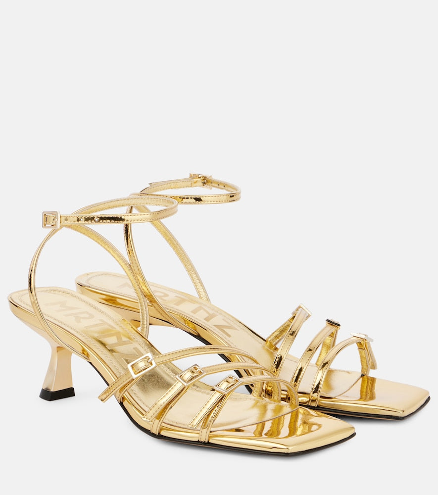 Souliers Martinez Teresa 80 metallic leather sandals (Gold) - Heeled Sandals