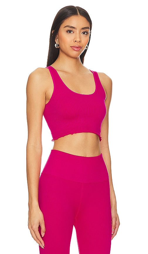 Spiritual Gangster Amor Crop Tank in Fuchsia