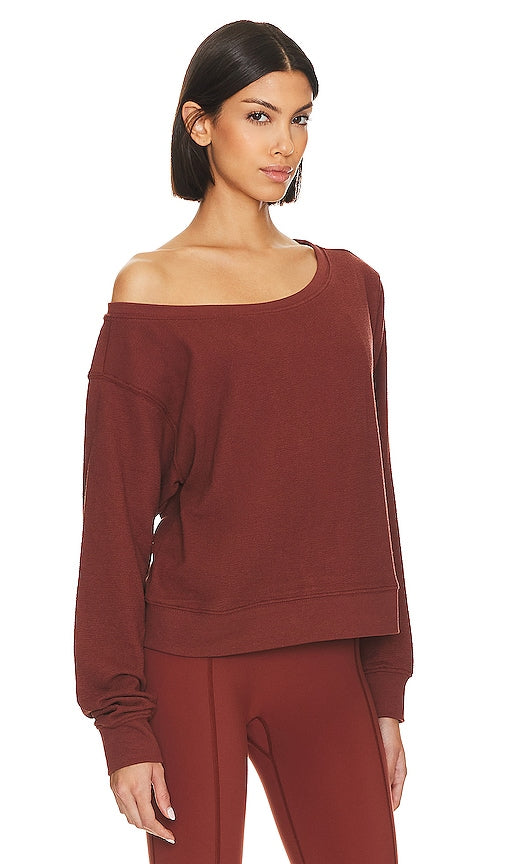 Spiritual Gangster Lofty Slub Rib Vida Pullover in Burgundy