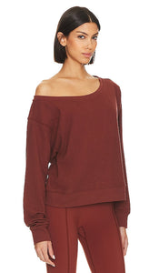 Spiritual Gangster Lofty Slub Rib Vida Pullover in Burgundy