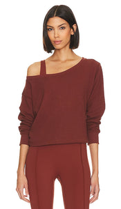 Spiritual Gangster Lofty Slub Rib Vida Pullover in Burgundy - Spiritual Gangster Lofty Slub Rib Vida Pull en Bourgogne - Spiritual Gangster 酒红色粗纺罗纹 Vida 套头衫 - Spiritual Gangster Lofty Slub Rib Vida Pullover in Burgund - 버건디 컬러의 Spiritual Gangster Lofty Slub Rib Vida 풀오버 - Pullover spirituale Gangster Lofty Slub Rib Vida in Borgogna