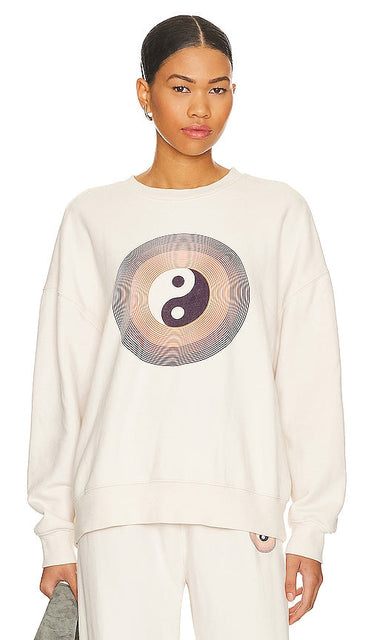 Spiritual Gangster Yin Yang Relaxed Sweatshirt in Ivory - Spiritual Gangster Yin Yang Sweat-shirt décontracté en ivoire - 灵界大佬阴阳象牙色休闲卫衣 - Spirituelles Gangster-Yin-Yang-Entspanntes Sweatshirt in Elfenbein - Spiritual Gangster Yin Yang 릴랙스 맨투맨셔츠 색상 - Felpa rilassata spirituale Gangster Yin Yang in avorio