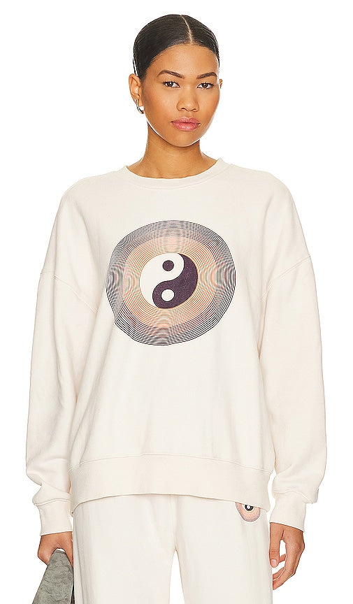 Spiritual Gangster Yin Yang Relaxed Sweatshirt in Ivory - Spiritual Gangster Yin Yang Sweat-shirt décontracté en ivoire - 灵界大佬阴阳象牙色休闲卫衣 - Spirituelles Gangster-Yin-Yang-Entspanntes Sweatshirt in Elfenbein - Spiritual Gangster Yin Yang 릴랙스 맨투맨셔츠 색상 - Felpa rilassata spirituale Gangster Yin Yang in avorio