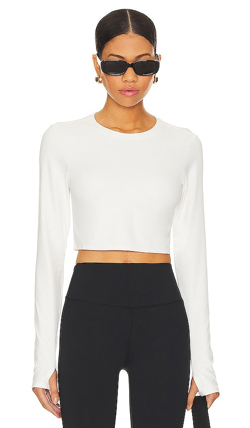 Splits59 Airweight Crop Top in White - Haut court léger Splits59 en blanc - Splits59 Airweight 白色短款上衣 - Splits59 Airweight Crop Top in Weiß - Splits59 에어웨이트 크롭 탑 화이트 색상 - Top corto Splits59 Airweight in bianco