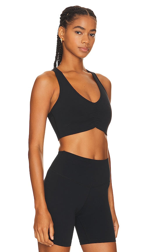 Splits59 Airweight Ruched Sports Bra in Black