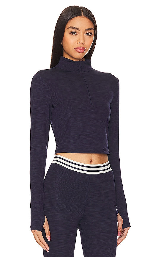 Splits59 Stevie Active Rib Half Zip Top in Navy