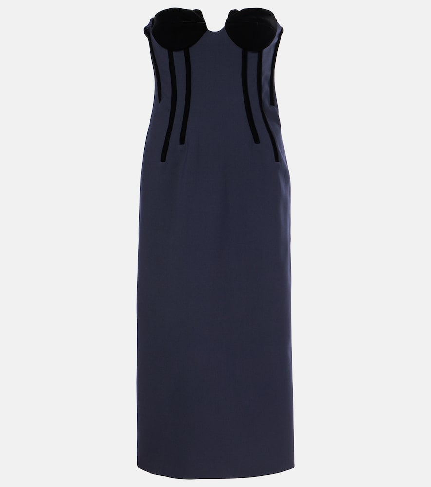 Sportmax Anemone wool-blend bustier midi dress. Sportmax Anemone羊毛混纺抹胸中长连衣裙