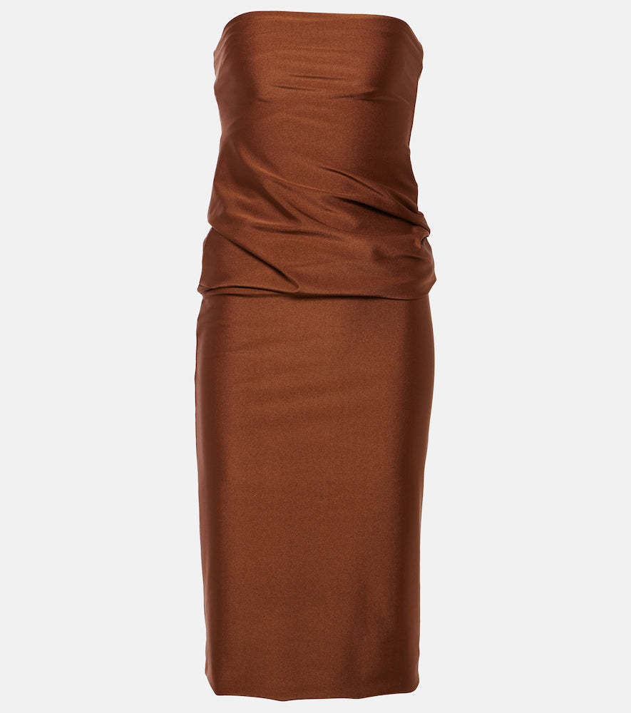 Sportmax Bilma strapless jersey midi dress. Sportmax Bilma 无肩带平纹针织中长连衣裙