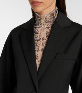 Sportmax Ecru oversized virgin wool blazer