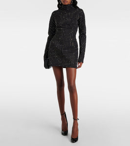 Sportmax Rhinestone-embellished jersey minidress
