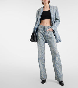 Sportmax Snake-effect denim blazer