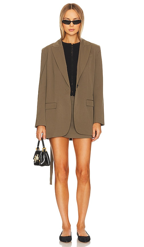 St. Agni Belted Blazer in Army