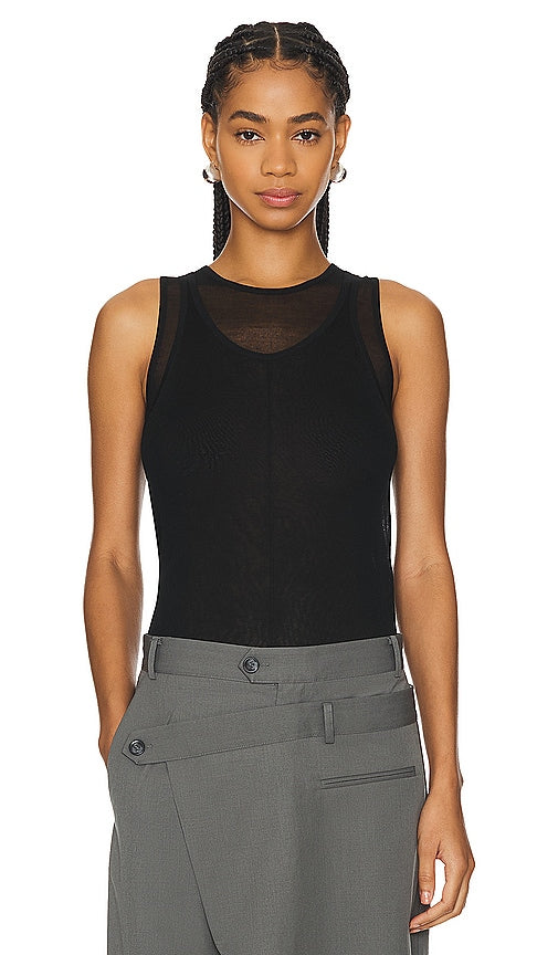 St. Agni Double Layer Tank in Black - Débardeur double couche St. Agni en noir - St. Agni 黑色双层坦克 - St. Agni Doppellagiges Tanktop in Schwarz - St. Agni 더블 레이어 탱크블랙 색상 - Canotta St. Agni a doppio strato in nero