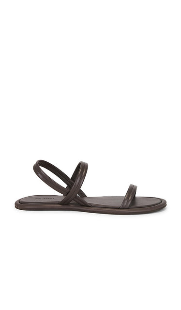 St. Agni Fine Strap Sandal in Brown | Chocolate Strappy Flats for Women