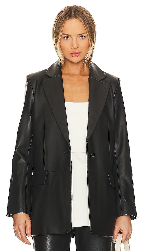 St. Agni Leather Blazer in Black - Blazer en cuir St. Agni en noir - 黑色 St. Agni 皮革西装外套 - St. Agni Lederblazer in Schwarz - St. Agni 레더 블레이저 블랙 색상 - Blazer in pelle St. Agni in nero