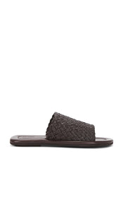 St. Agni Woven Minimal Slide in Brown | Chocolate Flat Sandals for Women