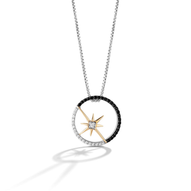 Star Wars(tm) Fine Jewelry Guardians of Light 1/4ctw Treated Black Diamond and Diamond Sterling Silver and Yellow Gold Necklace | Into The Galaxy