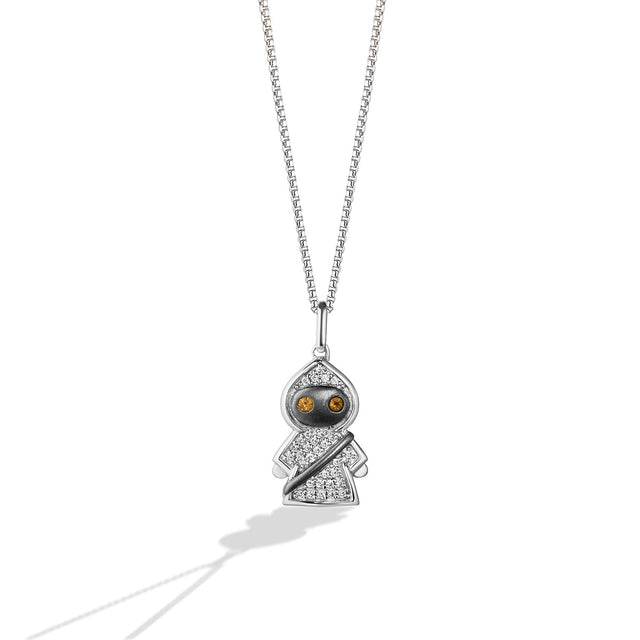 Star Wars(tm) Fine Jewelry Jawa 1/10ctw Diamond and Citrine Sterling Silver Pendant Necklace | Galactic Beings