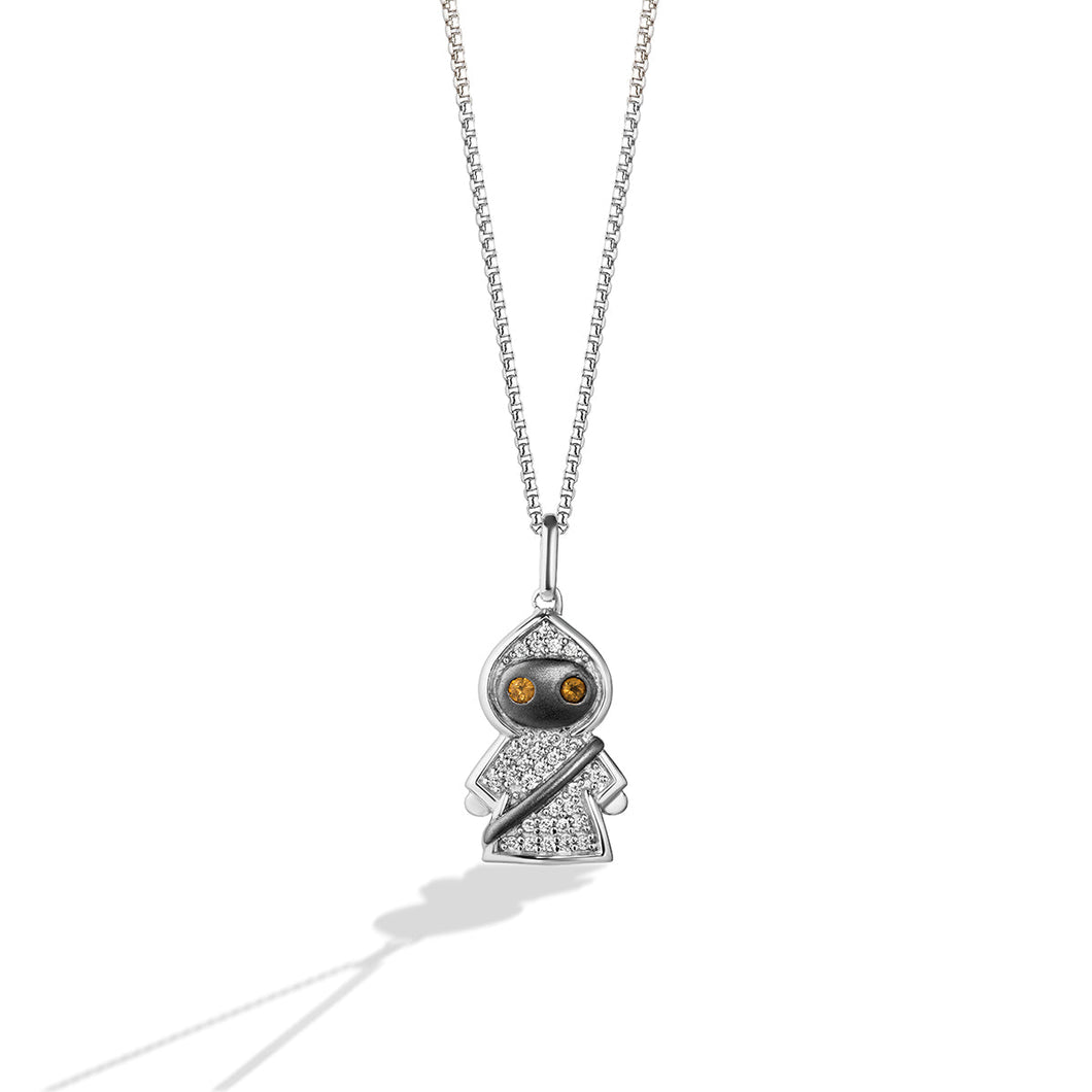 Star Wars(tm) Fine Jewelry Jawa 1/10ctw Diamond and Citrine Sterling Silver Pendant Necklace | Galactic Beings