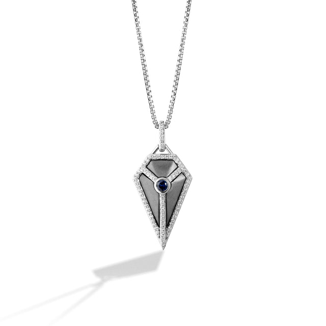 Star Wars(tm) Fine Jewelry The Star Destroyer 1/6ctw Diamond and Blue Sapphire Pendant Necklace | Into The Galaxy