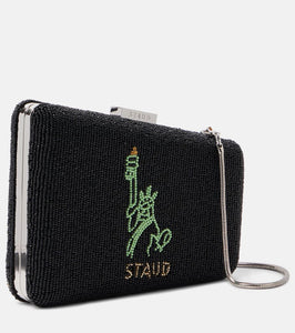 Staud Carmella NYC Skyline beaded clutch