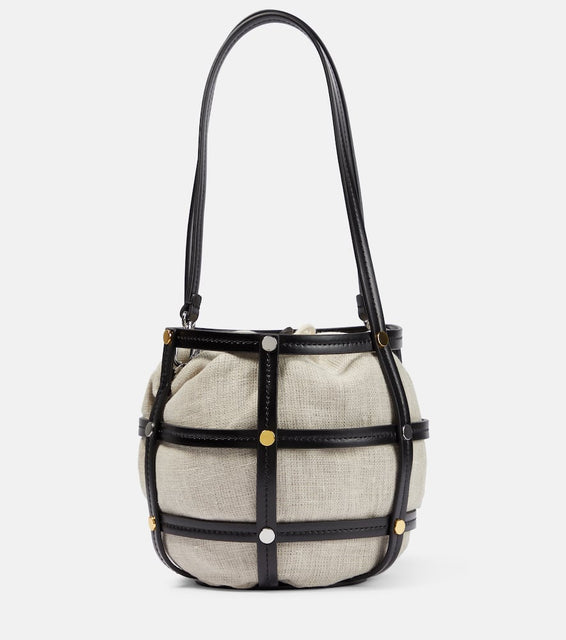 Staud Ellie leather-trimmed bucket bag