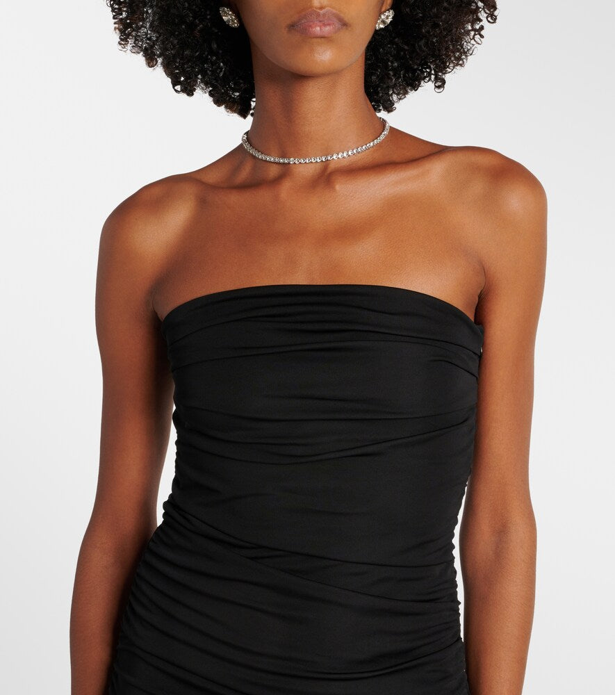 Staud Liya ruched jersey and organza gown