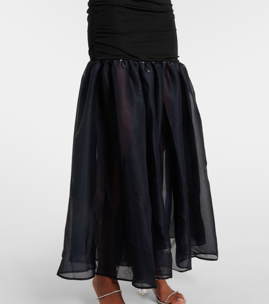 Staud Liya ruched jersey and organza gown