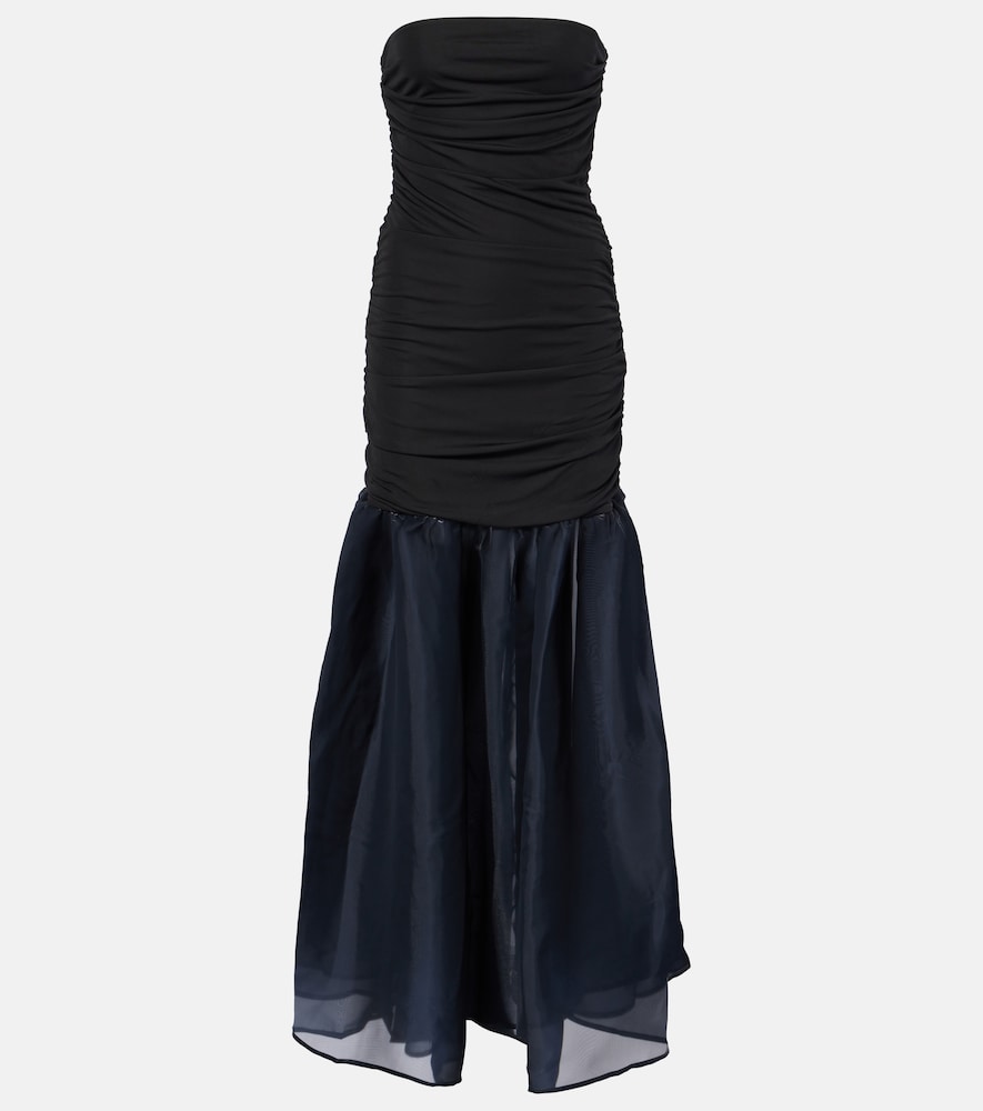 Staud Liya ruched jersey and organza gown. Staud Liya 褶饰平纹针织欧根纱礼服