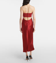 Staud Wayfaring ruched ponte and satin gown