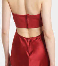 Staud Wayfaring ruched ponte and satin gown