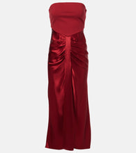 Staud Wayfaring ruched ponte and satin gown. Staud Wayfaring 褶皱针织缎面礼服