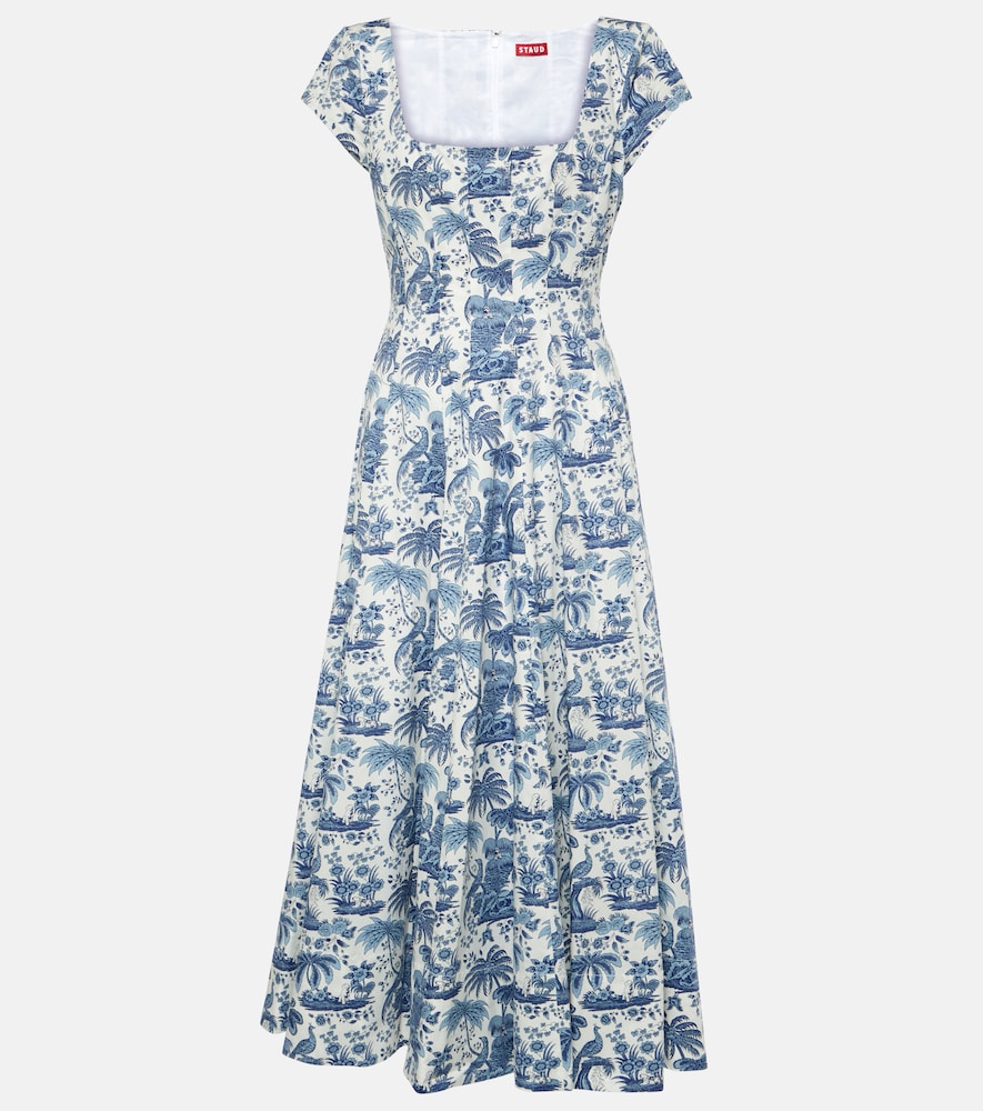 Staud Wells floral cotton midi dress. Staud Wells 印花棉质中长连衣裙