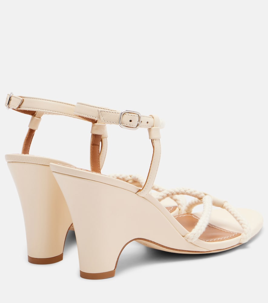 Staud Eden rope-trimmed leather wedge sandals (Beige) - Heeled Sandals