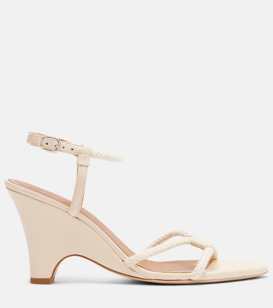 Staud Eden rope-trimmed leather wedge sandals (Beige) - Heeled Sandals